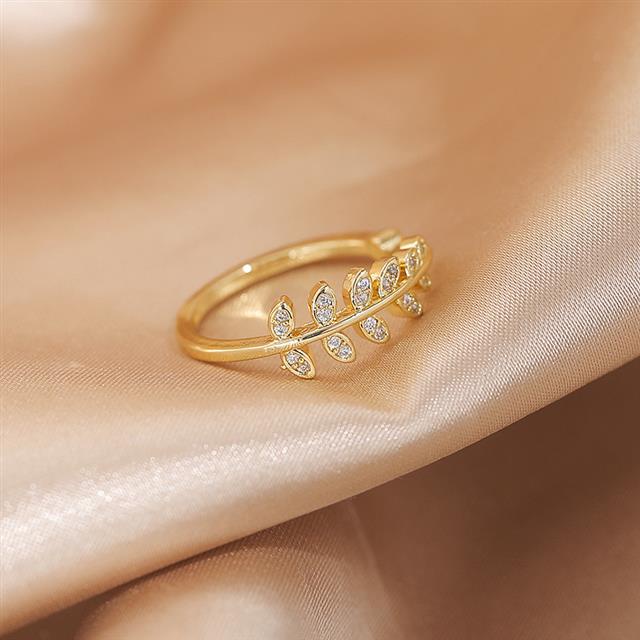 Korea gaya yang sama willow daun Cincin stackable cincin wanita daun tren cincin kreatif BARU bebera