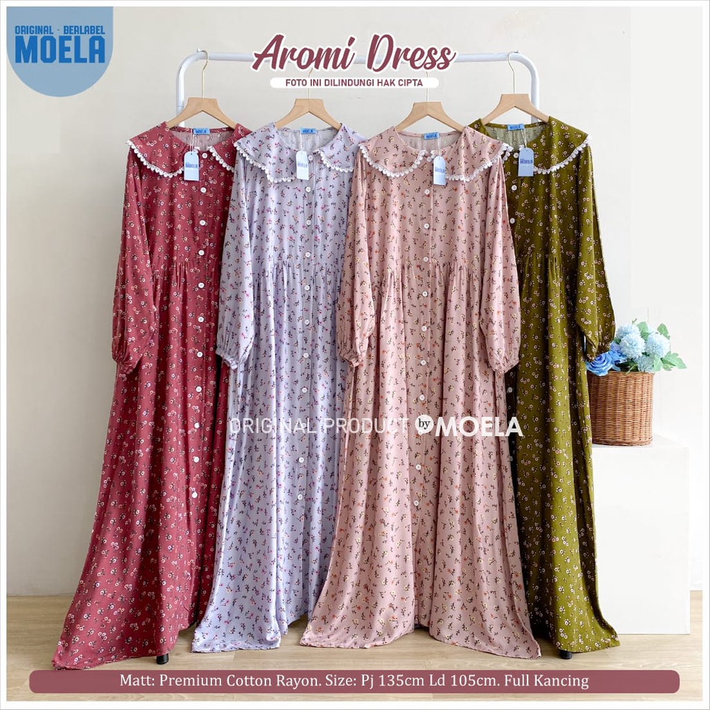 AROMI DRESS / ALMA DRESS MOELA / GAMIS MOTIF BUNGA / GAMIS KATUN