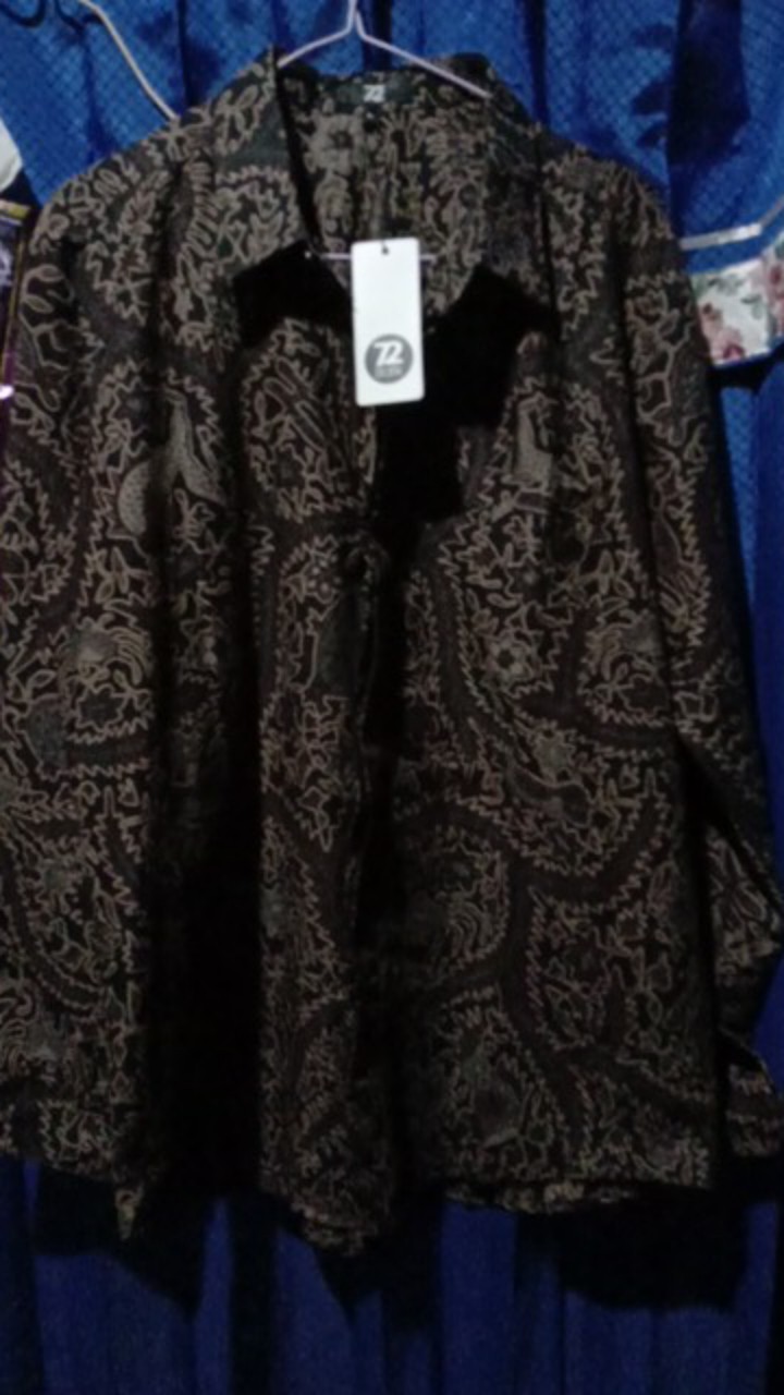 Kemeja Batik Pria Lengan Pendek Premium Capung Warna Cream Coklat 728526 Cap 72