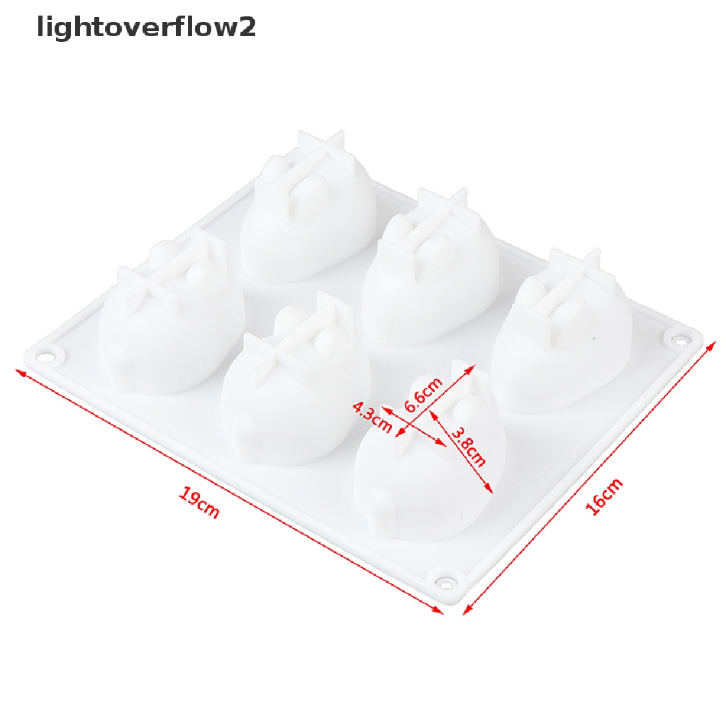 (lightoverflow2) Cetakan Kue Mousse Bentuk Kelinci 3D Bahan Silikon 6 Bentuk