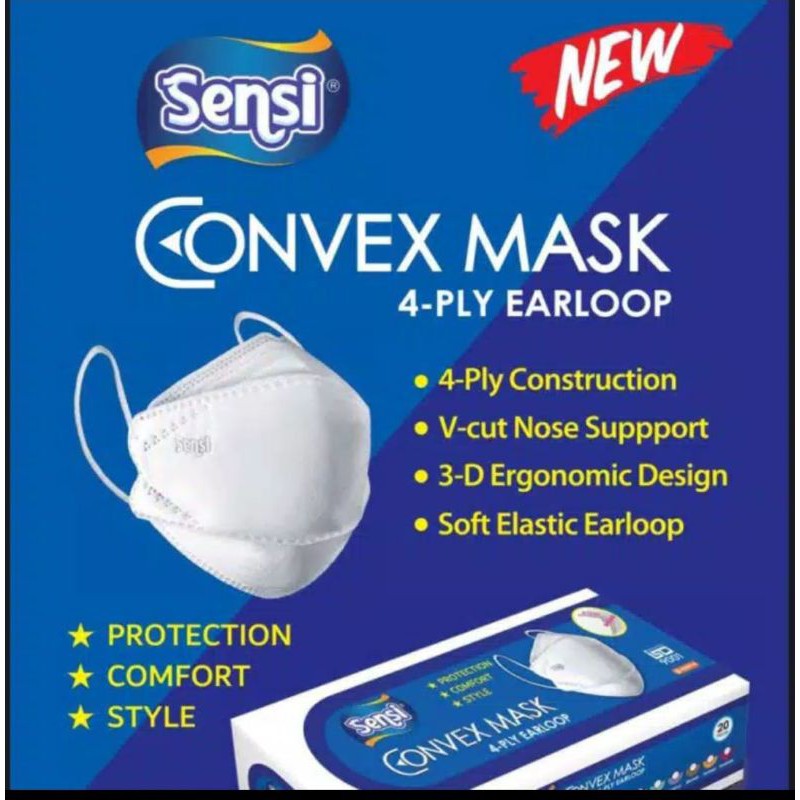 MASKER SENSI CONVEX 4 PLY EARLOOP / SENSI CONVEX MASK