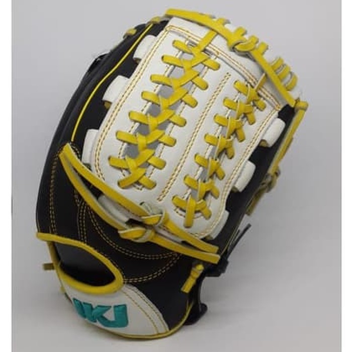 Terbaru Glove Baseball Softball All Leather IKJ 11,5 inch Black white yellow Diskon