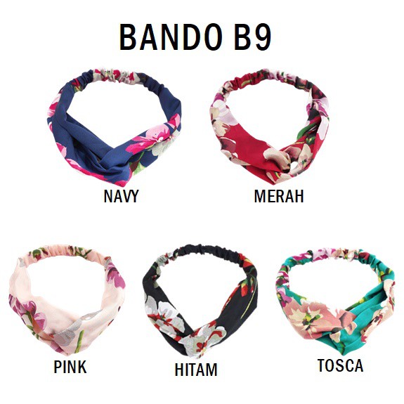 LDS B9 BANDO KAIN WANITA HAIRBAND ELASTIS MOTIF BUNGA AKSESORIS RAMBUT WANITA