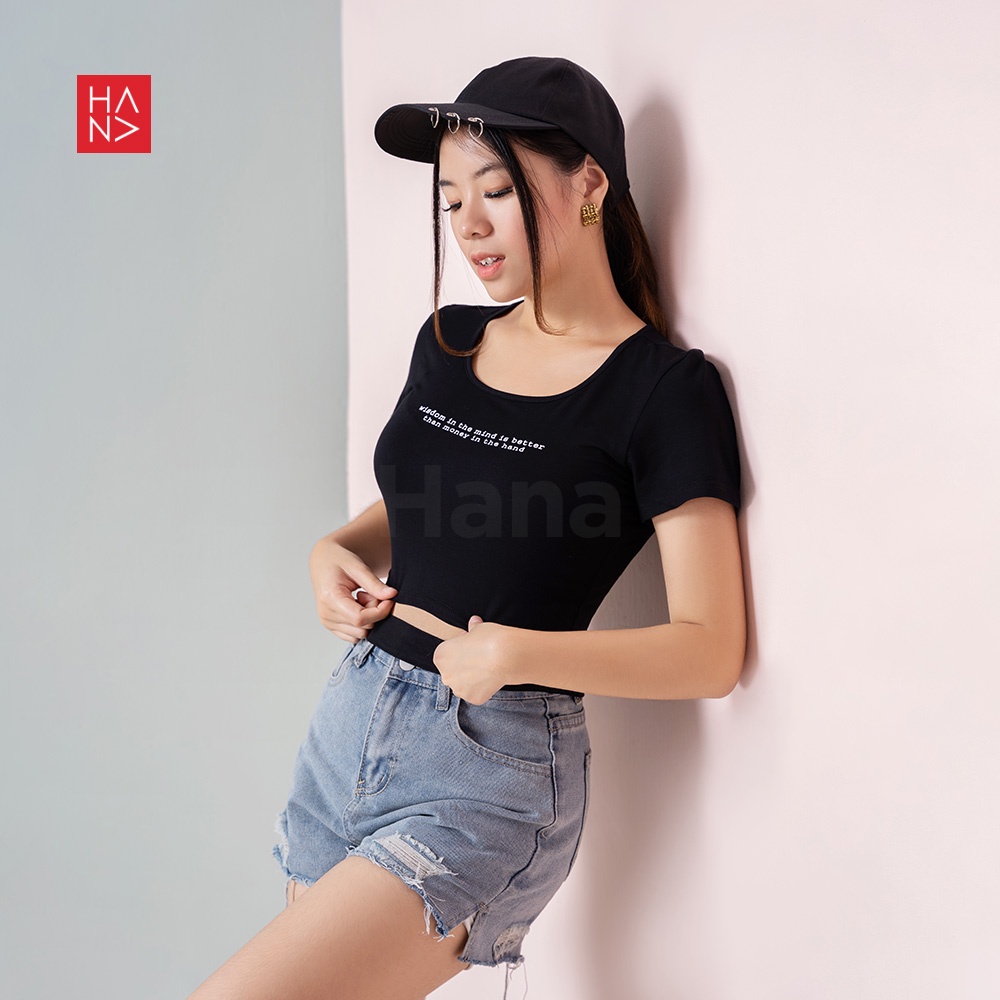 Hana Fashion - Maldiva Crop Top Kaos Crop Tee - CT001