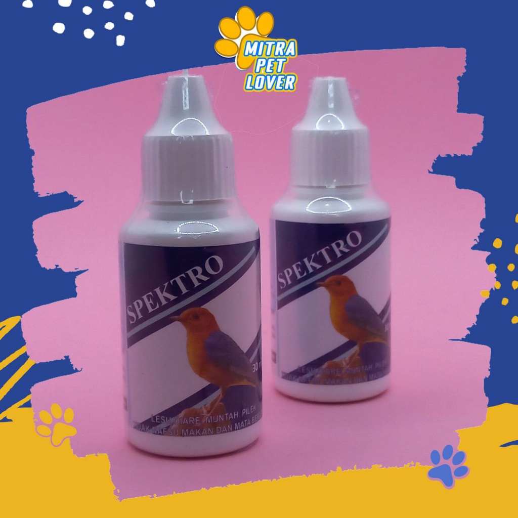 OBAT LESU &amp; DIARE BURUNG - SPEKTRO 30 ML ORIGINIAL - FORMULA CAIR UNTUK MENGOBATI SAKIT PILEK DIARE MUNTAH , MATA BERAIR, BENGKAK ,  PENCERNAAN , AMAN AMPUH - MURAH ASLI GARANSI - PET ANIMAL TAMASINDO OBAT &amp; VITAMIN HEWAN BINATANG PELIHARAAN MITRAPETLOVER