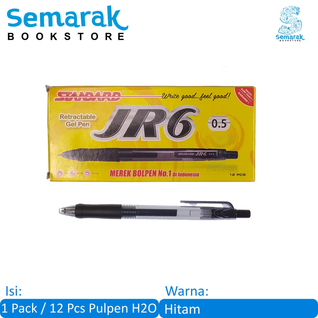 

Standard Retractable Gel Pen Pulpen Semi Jel - Hitam [1 Pack / 12 Pcs]