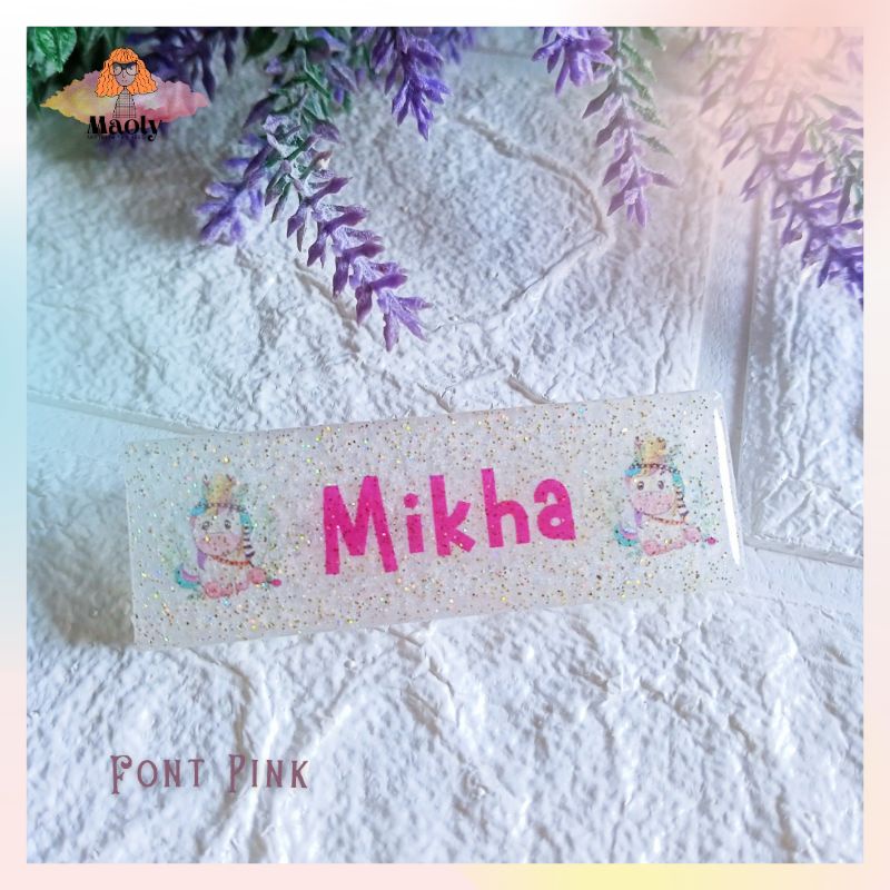 Nametag Anak Unik Pin Lucu Papan Nama Dada Akrilik Resin Custom Warna MAGNET PENITI
