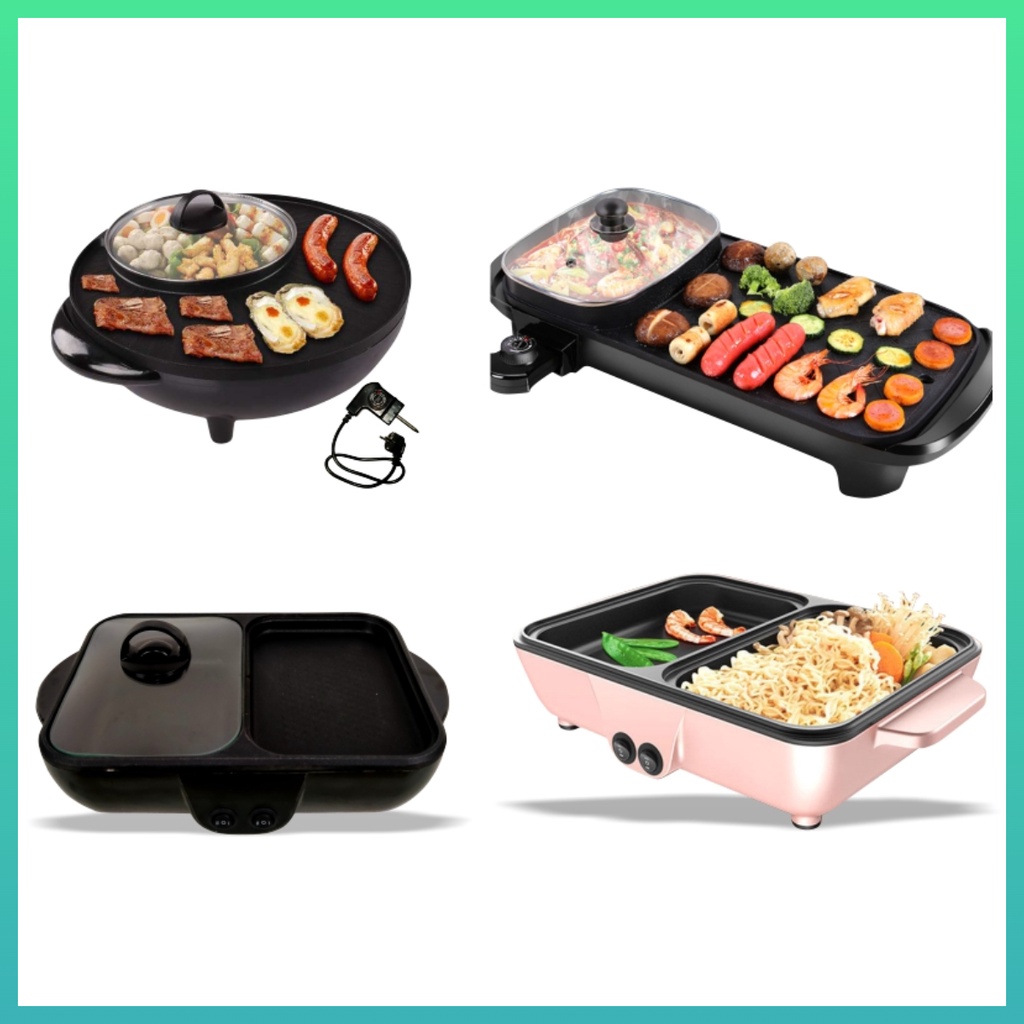 Electrik Pot Steamboat &amp; Grill Pan Bbq Shabu Elektrik Peralatan Dapur Penggorengan-Alat Panggang Worldhome66