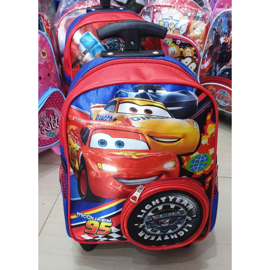 SALE TERBAIK - TAS TROLLEY RODA DORONG TAS ANAK SEKOLAH PAUD / TK LAKI LAKI dan PEREMPUAN BAHAN SATEN ( 10inch - 12inch )