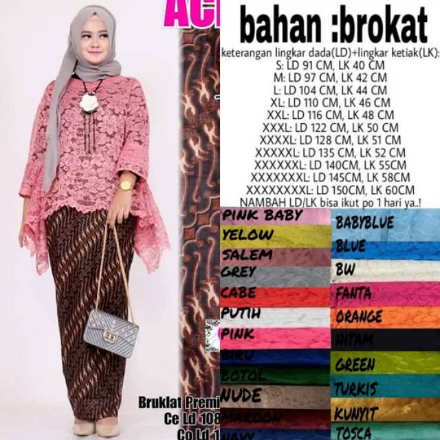 Stelan kebaya modern asimetris brukat jumbo Bigsize ld 150