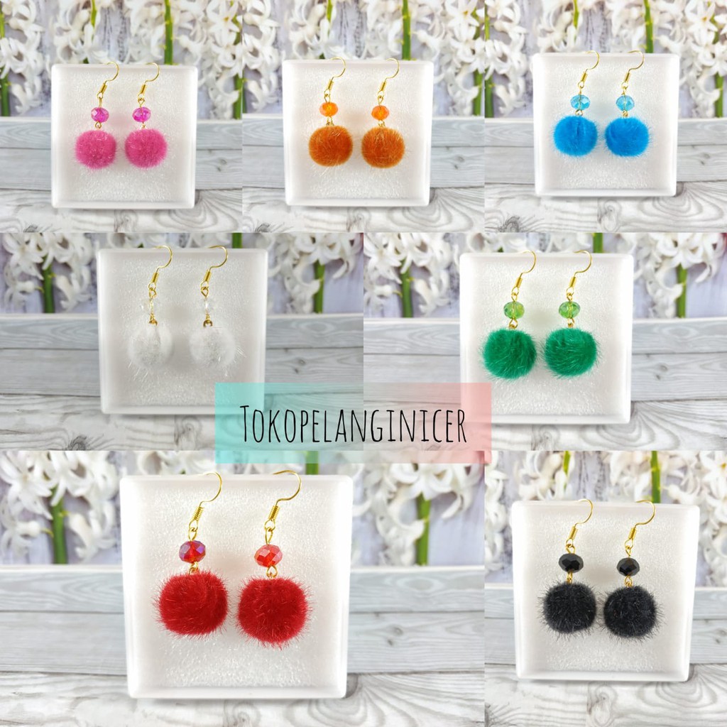 Anting Pompom anting  Murah Fashion  anting wanita  Giwang korea By Tokopelanginiccer