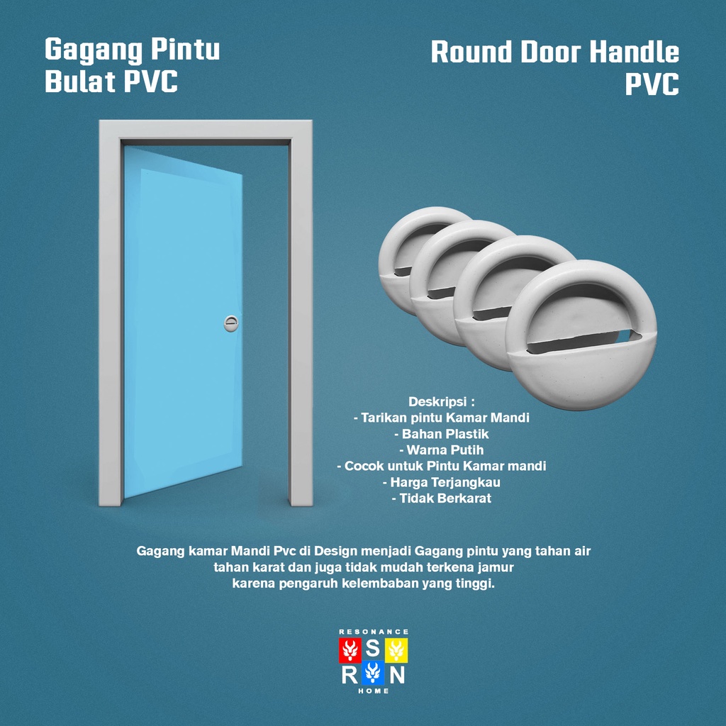 Gagang Bulat Tarikan Handle Pintu PVC Kamar Mandi Resonance Home