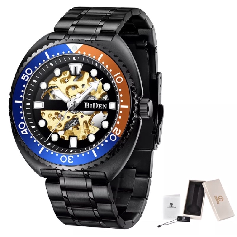 BIDEN Jam Tangan Pria Automatic Homage Turtle Ocean Black Luxury