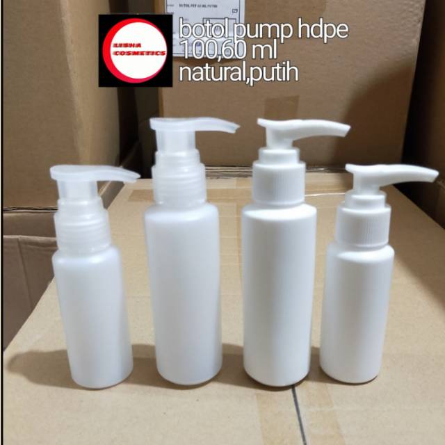 Botol pump HDPE 60-100 ml natural putih