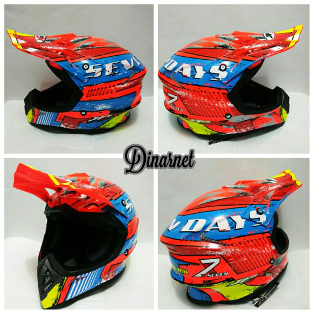 Helm Cross Jpx Full Face Standar SNI Trail Motocross X7 Seven Red Gloss