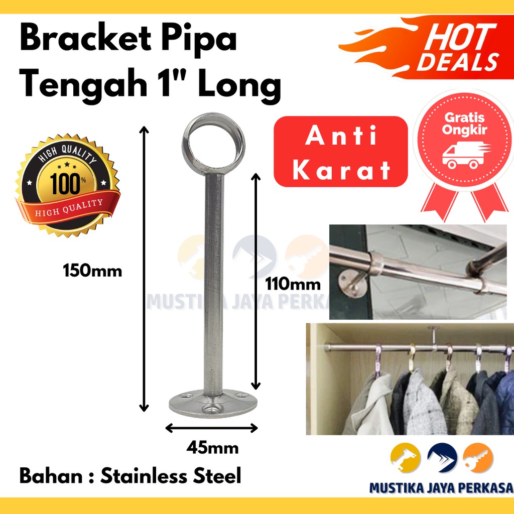 Bracket Pipa Bulat Gantung Tiang