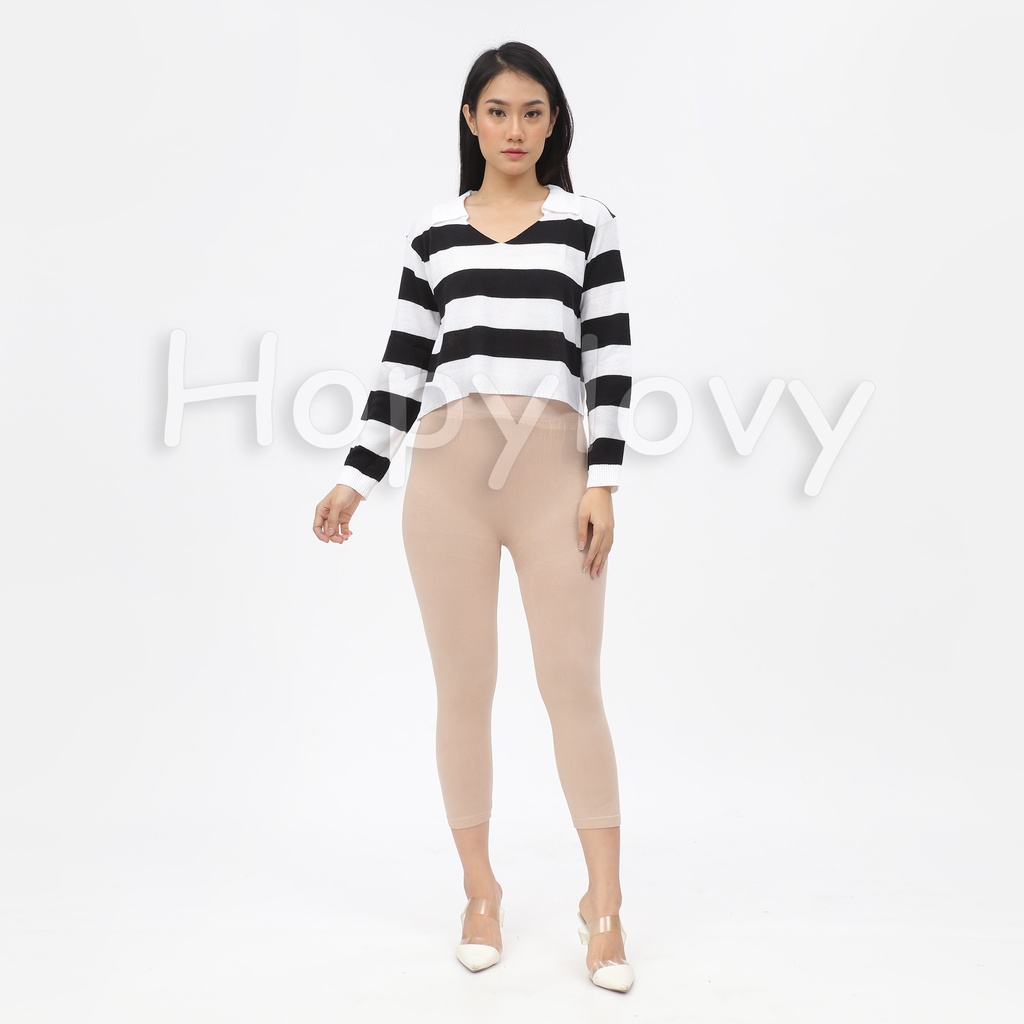 HOPYLOVY - Fuji Crop Top Rajut/Blus Rajut Danira /Blouse Blaster/rajut blaster/Baju Fuji/atasan rajut belang