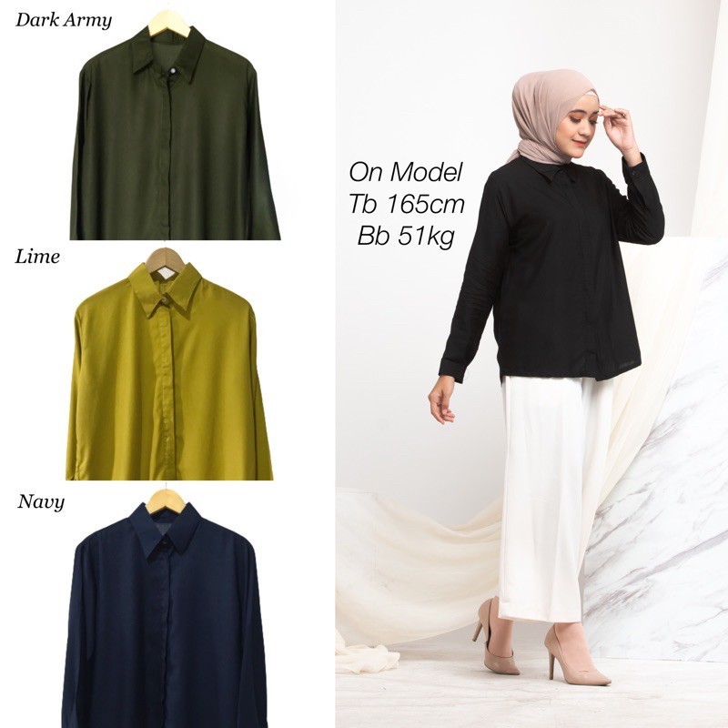 BAJU KEMEJA WANITA POLOS CASUAL PUTIH LENGAN PANJANG Grosir Bajuu
