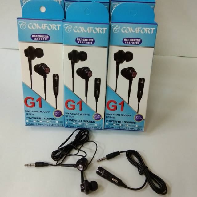 handset hanset super bass comfort G1 suara bagus earphone super bazz comfort G1 BIRU