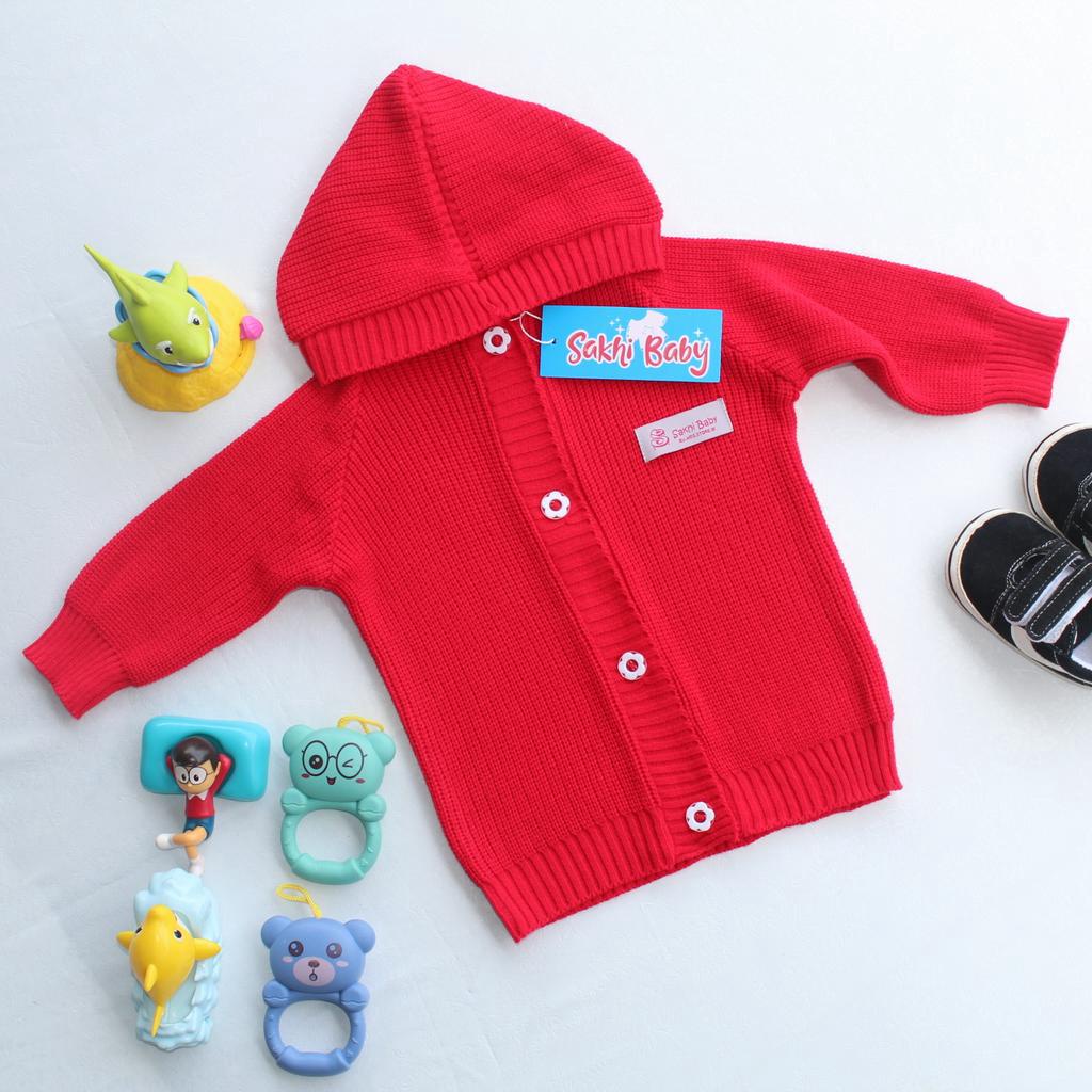 Sakhi Baby Jaket Sweater Hoodie Rajut Anak Laki Laki Perempuan Umur 1 Sampai 2 Tahun