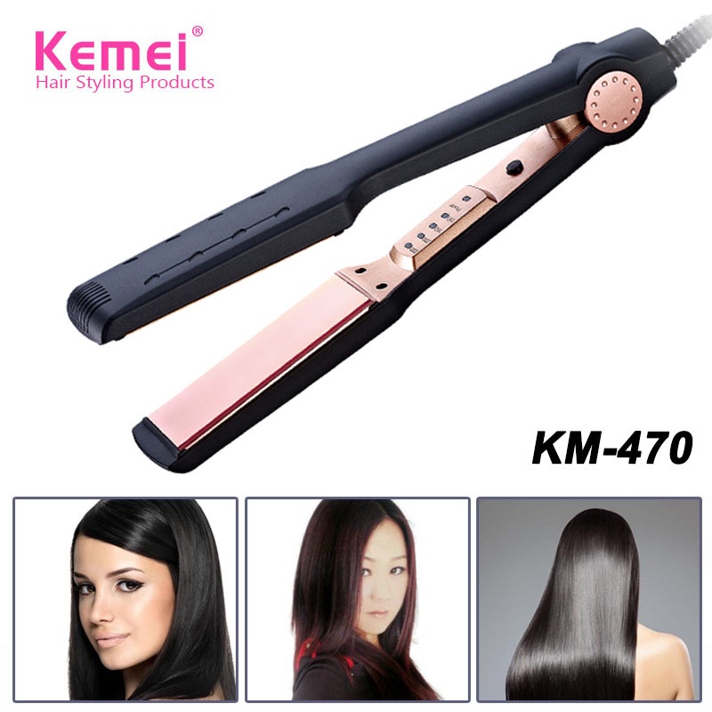 DBEST - BISA COD - Catokan Rambut KEMEI KM-470 Lurus Plate Gold Ceramic Nano Silver Temperatur Control / Catok Rambut Lurus Suhu Temperatur Ionic / Catokan Kemei KM 470 / Kemei 470