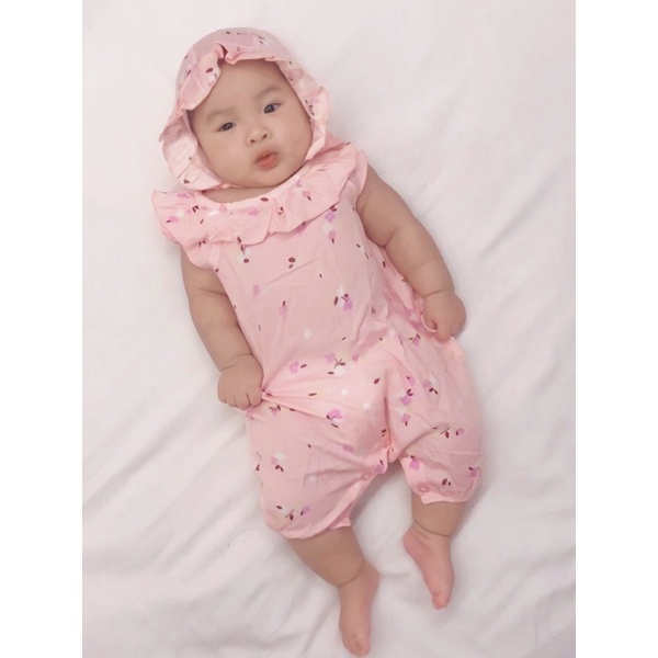 3-15 BLN ROMPER BAYI BELLE FREE BONNET HAT JUMPER BAYI BY LITTLE KODA (SNI)