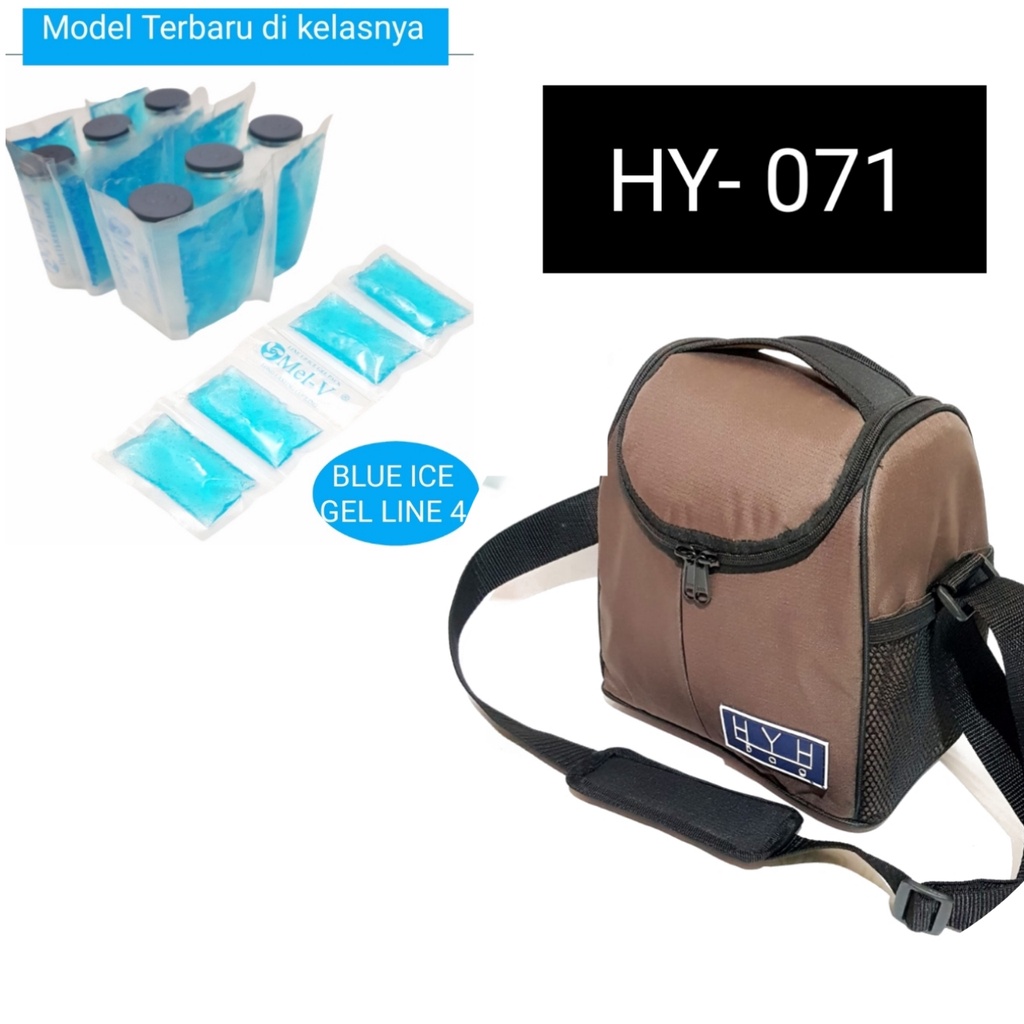 HY-071  COOLER BAG   HYH  + 6 BOTOL ASI + 2 HANGER ICE GEL LINE ISI 4   / TAS PERLENGKAPAN ASI ASIP TAS BAYI