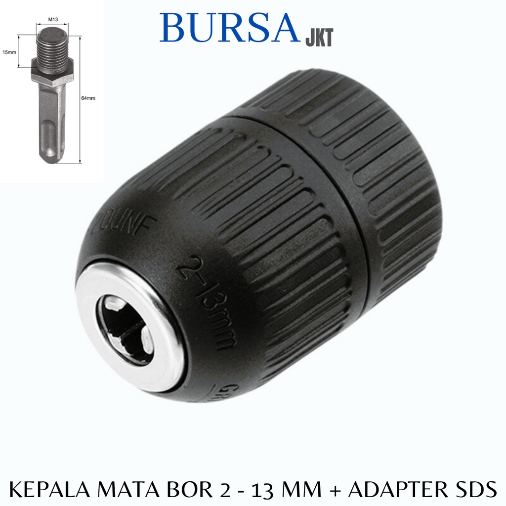 KEPALA BOR DRILL CHUCK 1/2 20 UMF 2 - 13 MM + ADAPTER SDS MAX