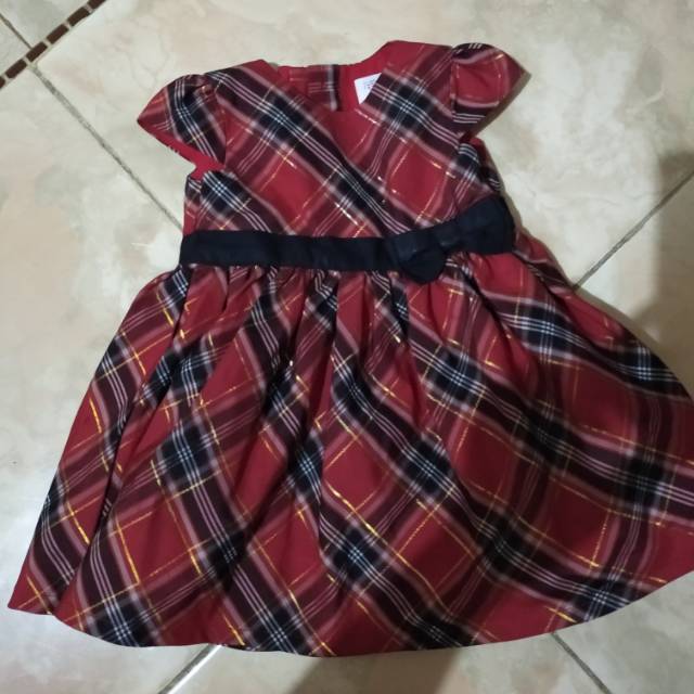 Preloved Dress carter's motif Burberry merah hitam