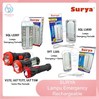 SURYA Lampu Darurat Rechargeable SYT L101/SQL 2207/SQL L1830/SYT V172 / ULT T177 / ULT T1W (Emergency Lamp + Flashlight)