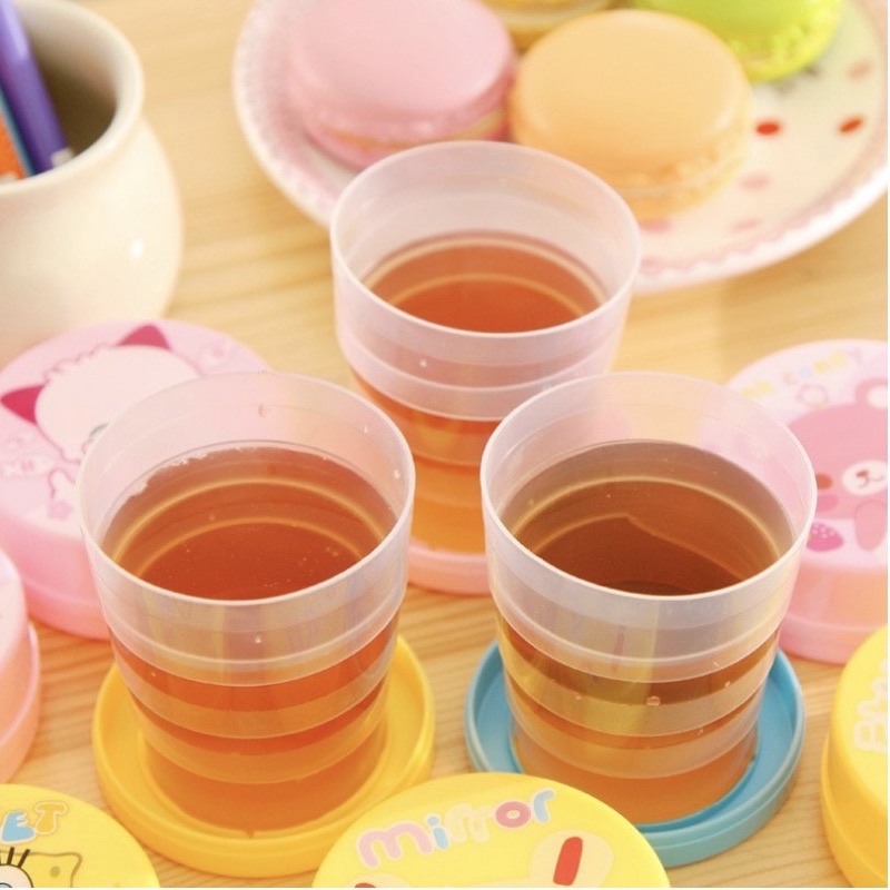 Gelas Lipat Portable Travel Telescopic Plastic Cup Tempat Minum Gelas Plastik Lipat