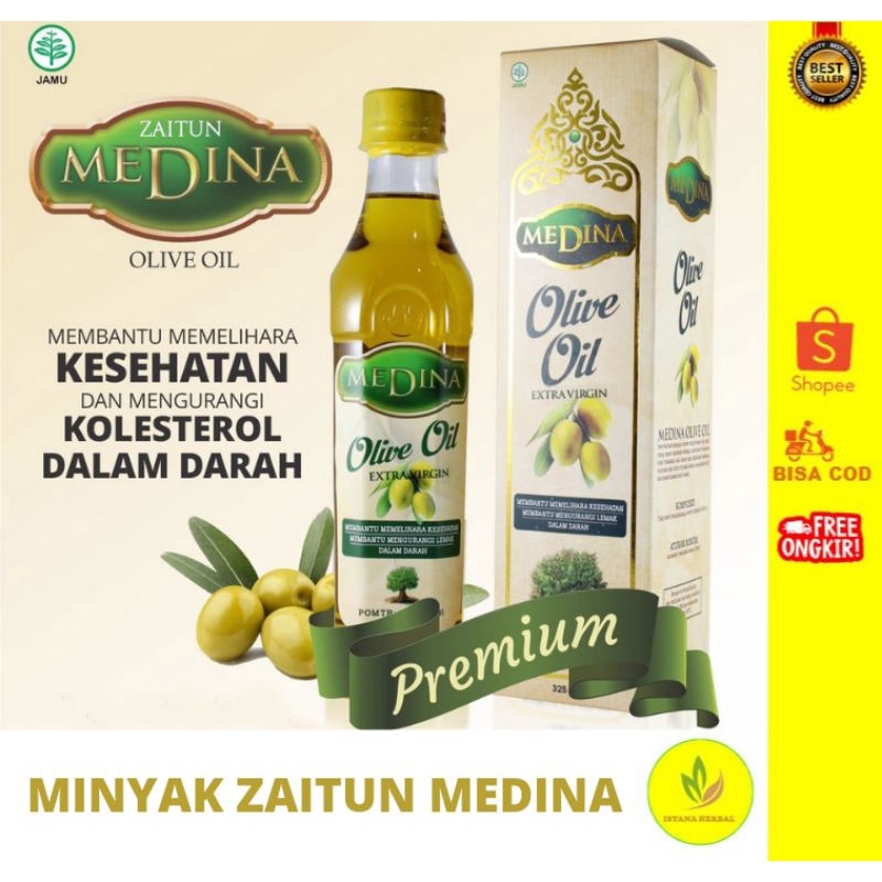 

ZAITUN MEDINA OLIVE OIL EXTRA VIRGIN 325ml/MINYAK ZAITUN BISA DIMINUM/MENUNDA PENUAAN DINI/MENGANGKAT KOTORAN WAJAH/BAIK UNTUK WAJAH/ORIGINAL/TERLARIS