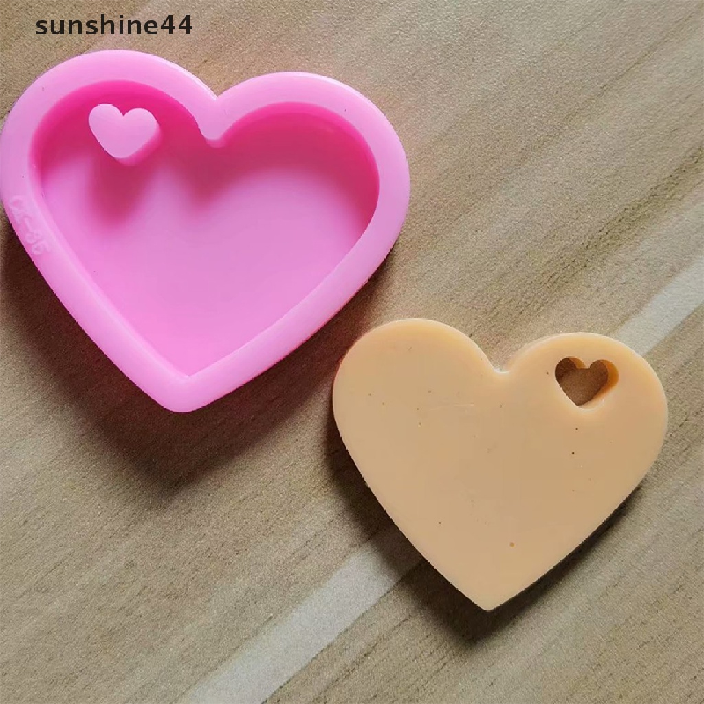 Sunshine Cetakan Silikon Bentuk Hati Untuk Liontin / Gantungan Kunci DIY