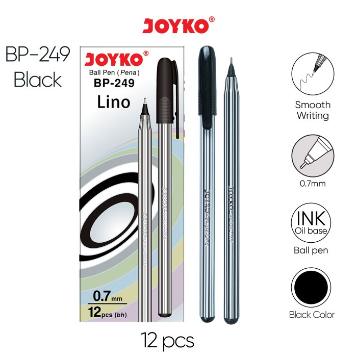 

Terlaris Ball Pen / Pulpen / Pena Joyko BP-249 / 12 PCS / Lino / 0.7 mm - Black