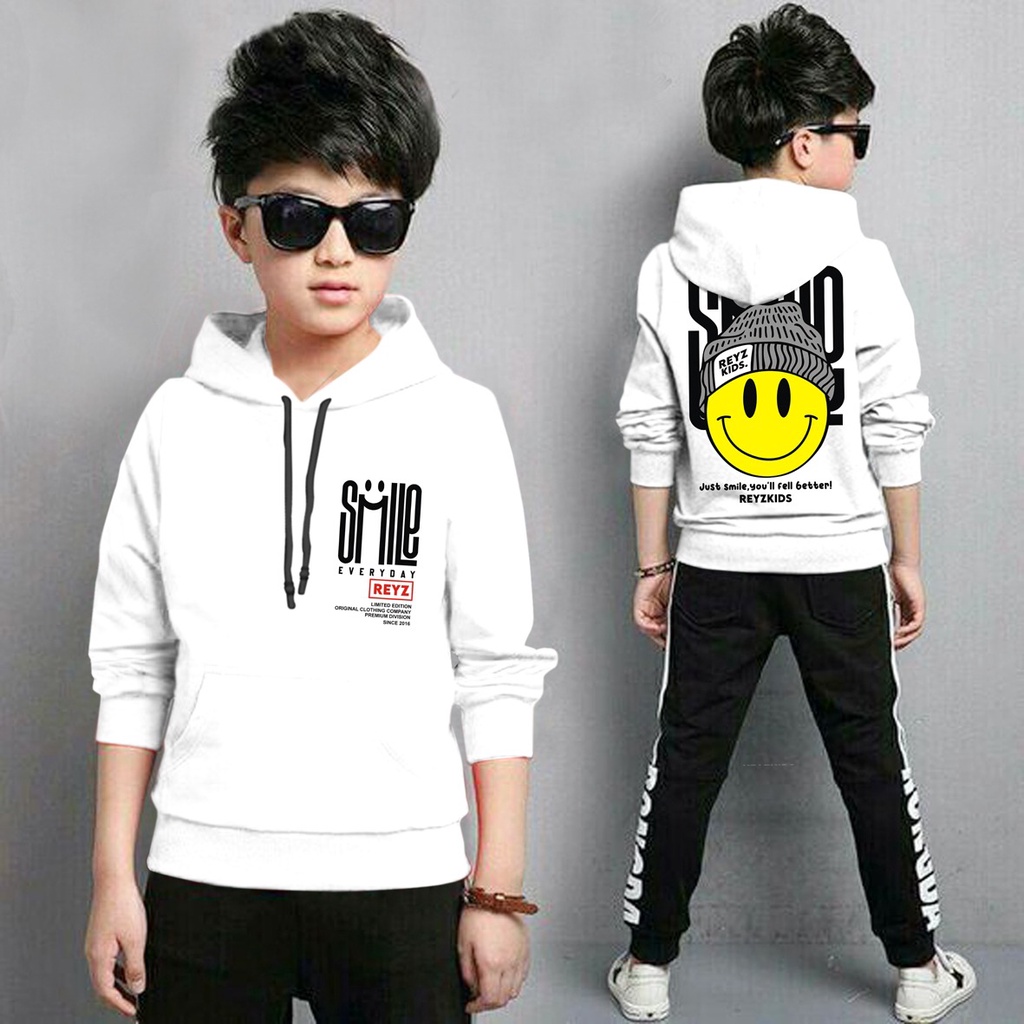 Jaket Anak Laki Laki/Jaket Anak Terbaru/Hoodie Anak Smile Anak Gaming Bahan Fleece Tebal 4-11 TAHUN