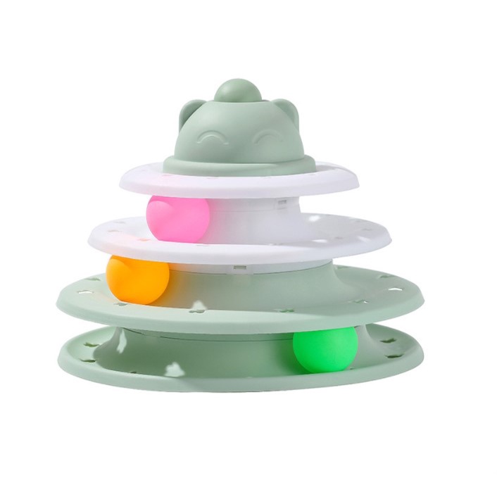 Mainan Kucing Bola 4 Tingkat Cat Toy Ball Tower Track Piramida Kucing
