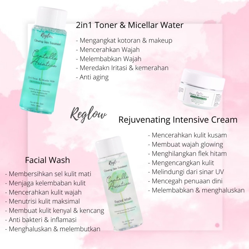 Reglow Skincare Original Series skincare Glowing Skin Treatment harga Ecer toner facial wash dan cream pencerah