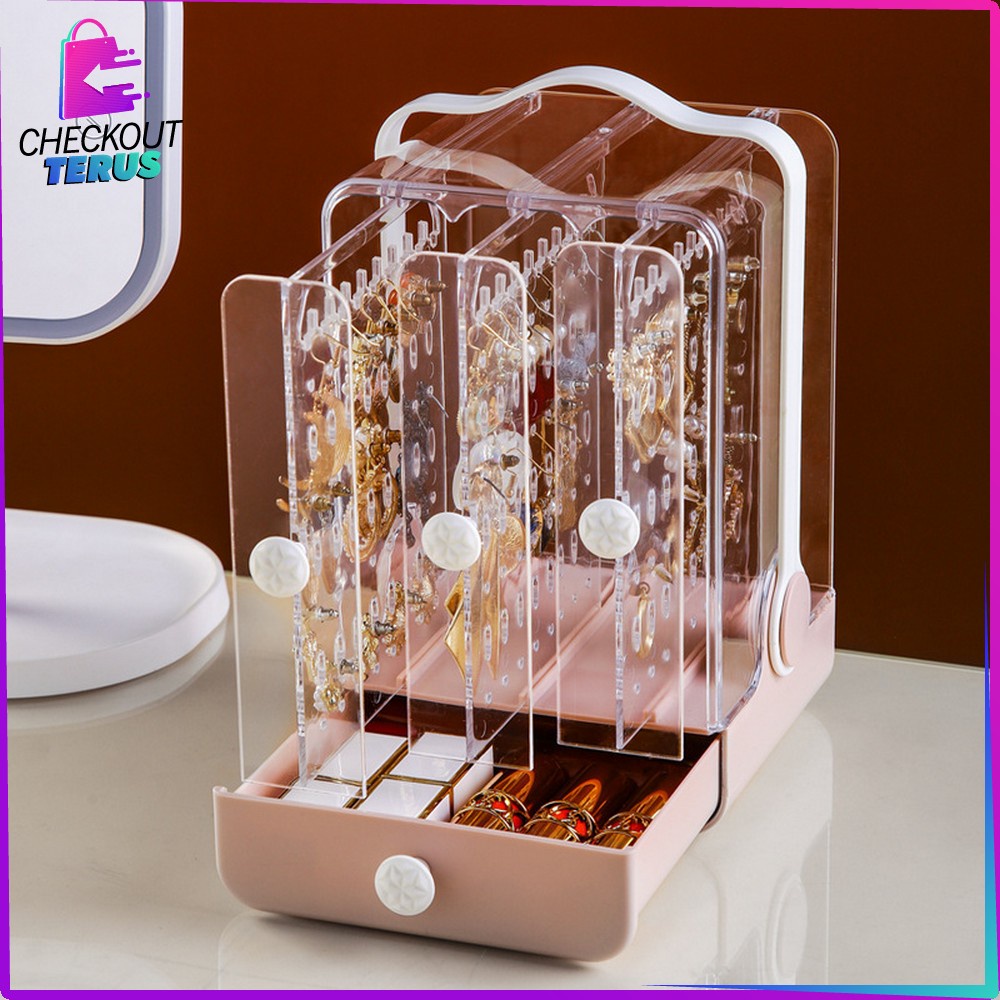 CT K17 Rak Perhiasan Anti Debu Jewelry Box Acrylic Tempat Penyimpanan Acrylic Organizer Rak Anting dan Aksesoris Wanita