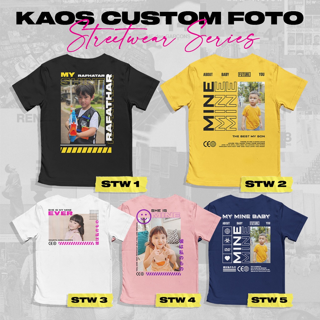 Kaos Custom Foto Streetwear Series Couple Desain Foto Sendiri Couple Kaos Custom Anak dan Dewasa