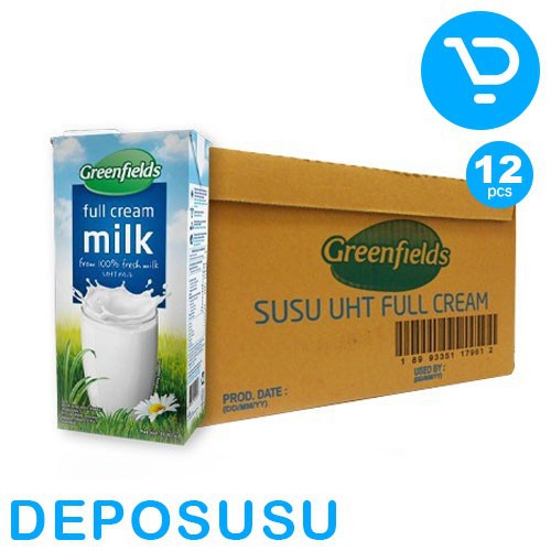 

Susu UHT GREENFIELDS Milk - Full Cream 950ml X 12Pcs