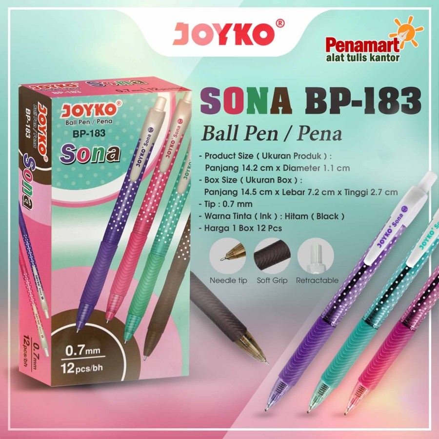 

Pulpen/ Bolpen/ Pen Sona Gel 0.7mm GP-183 Joyko (JK311)