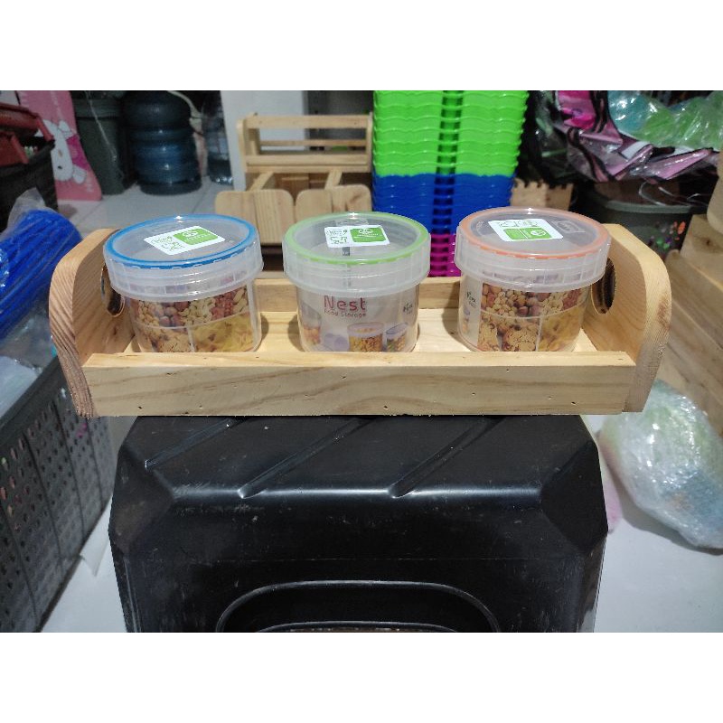 Nampan Set 3 Pcs Toples Nampan Kayu Jati