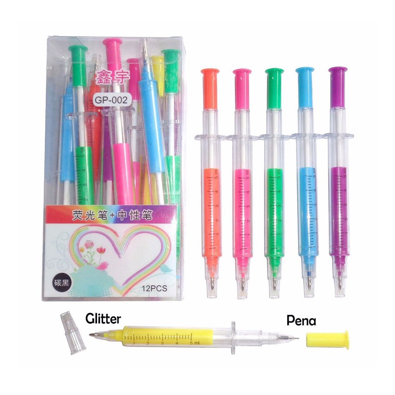 

Pulpen Suntik 2 Sisi / Gel Pen unik souvenir jarum suntikan dokter