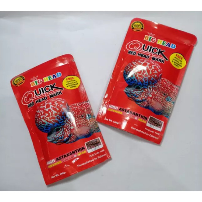 Okiko Big head Quick Red Mark 100 gram makanan pelet louhan merah