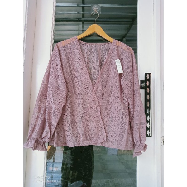 LACE OUTER CARDY/outer brukat crop/cardigan outer pendek-Milo
