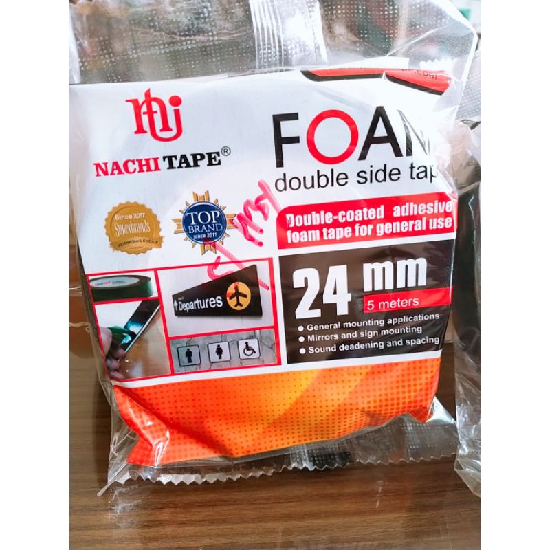 

( ROLL ) DOUBLE TAPE FOAM NACHI 1INCH 24MM ISOLASI/ SOLASI/ SELOTIP BOLAK BALIK ORIGINAL