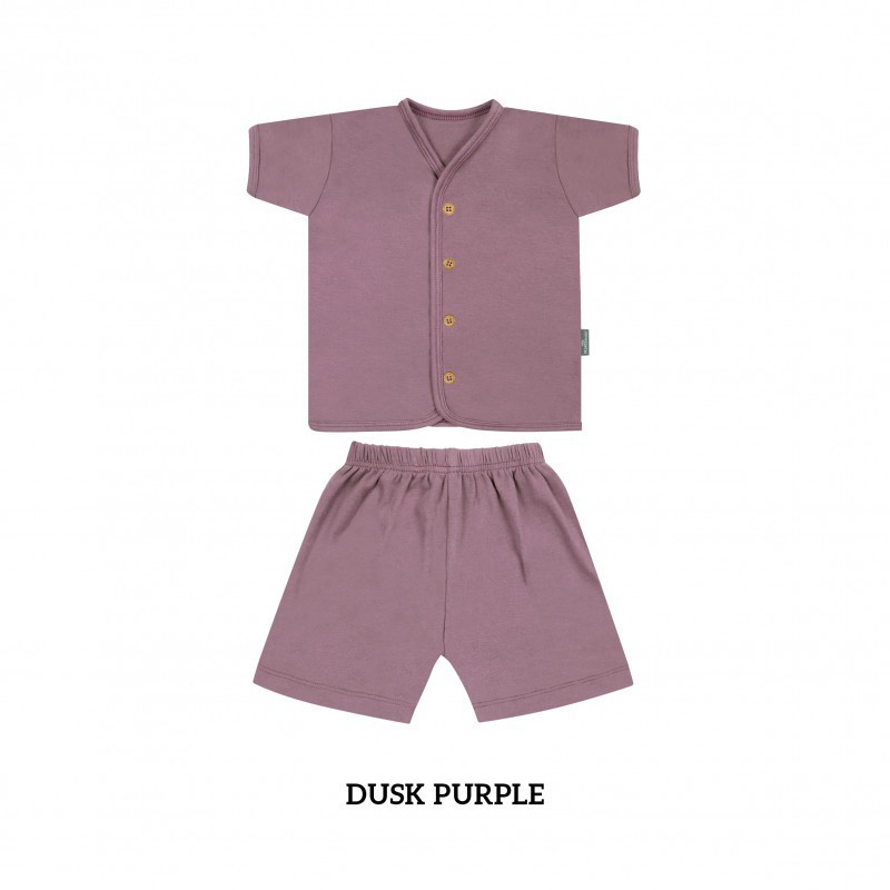 Little Palmerhaus Button Tee Short Sleeve Baju Celana Bayi - Dusk Purple