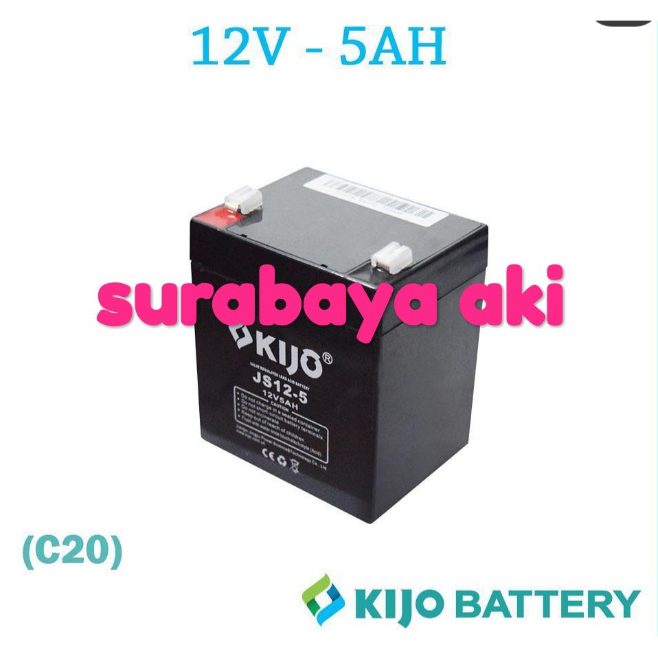 baterai aki kering UPS mobil mainan emergency lamp 12v 5ah 12volt KIJO