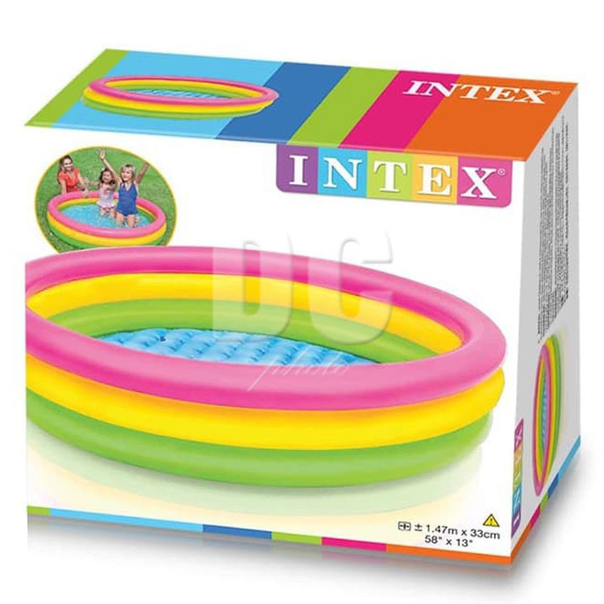 MALANG bs GOJEK Kolam Renang Anak INTEX 3 Ring Rainbow 57422 diameter 147 cm tinggi 33 cm