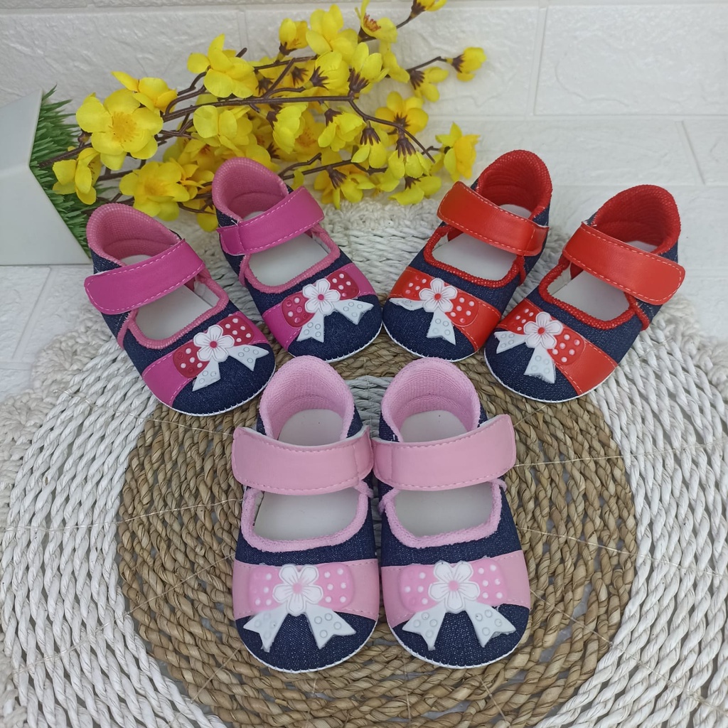 [TAMAN SEPATUKU] SEPATU TRENDY MURAH PREWALKER ANAK PEREMPUAN 0-12 BULAN PITA BAHAN LEVIS APX02